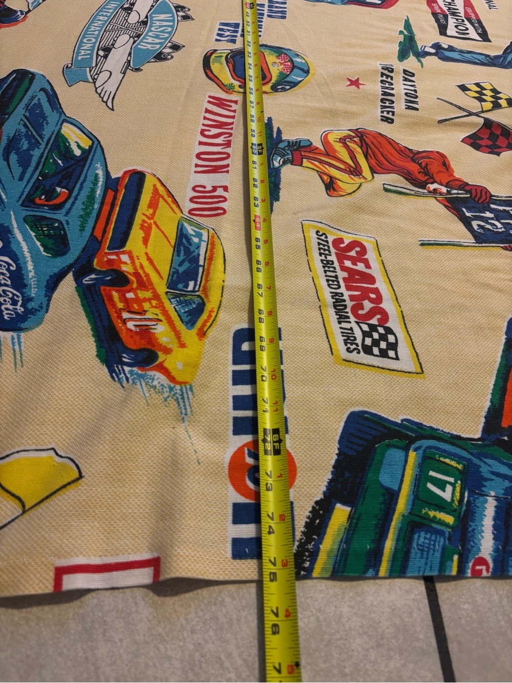 Vintage 1970s Sears Perma-Prest NASCAR Winston 500/Daytona Firecracker Fabric - Picture 7 of 14